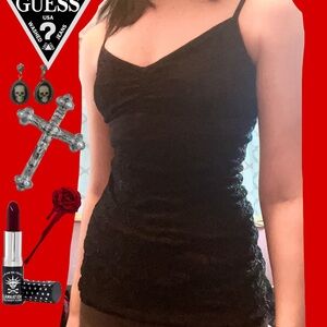 Vtg 2000’s Guess Black lace with dark blue tank top with straps